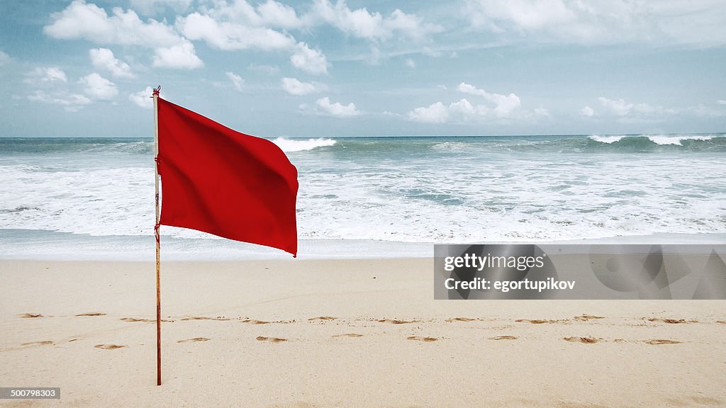 Red flag on beach