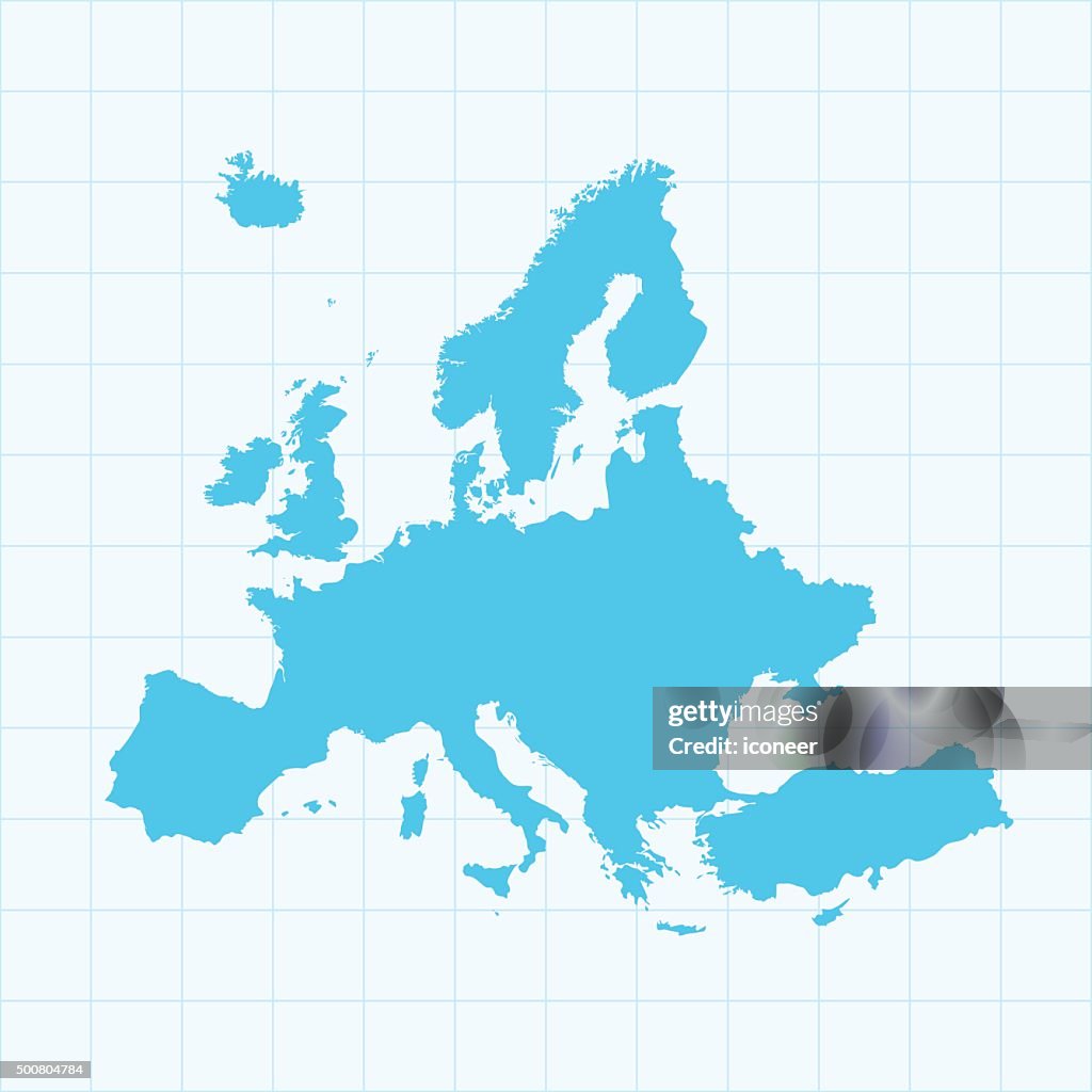 Mapa de Europa en red en fondo azul