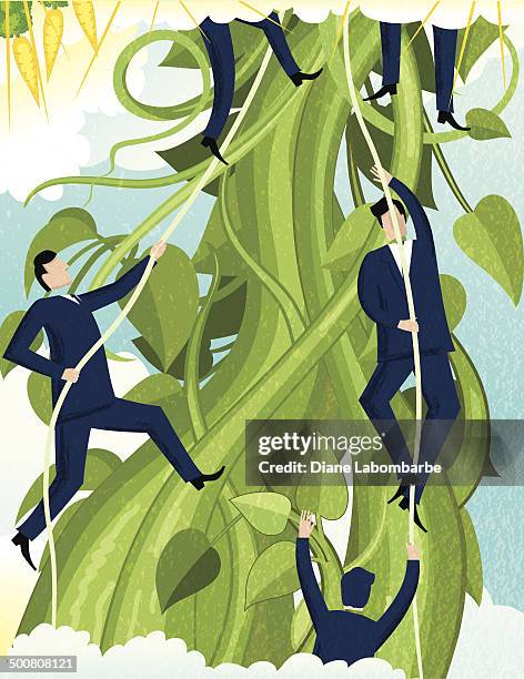 business incentive concept. golden carrot beanstalk - beanstalk stock illustrations