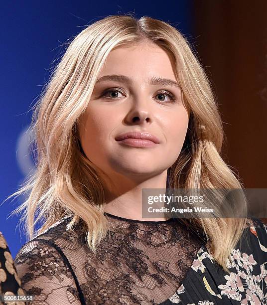 Actress Chloe Grace Moretz attends the 73rd Annual Golden Globe Awards nominations announcement at The Beverly Hilton Hotel on December 10, 2015 in...