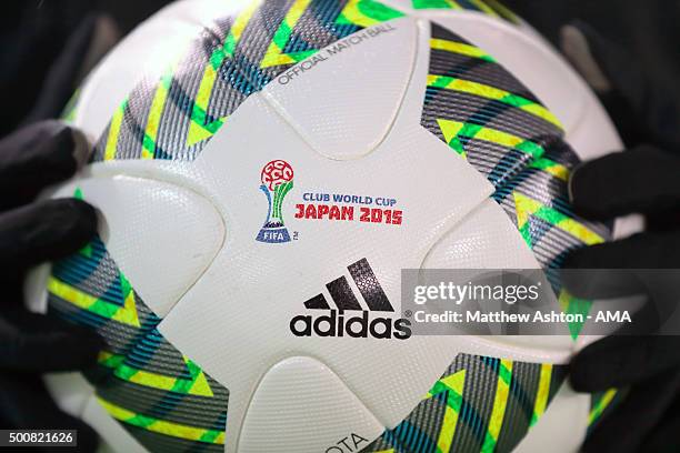 The official match ball of the FIFA Club World Cup 2015 during of the FIFA World Club Cup match between Sanfrecce Hiroshima and Auckland City at...