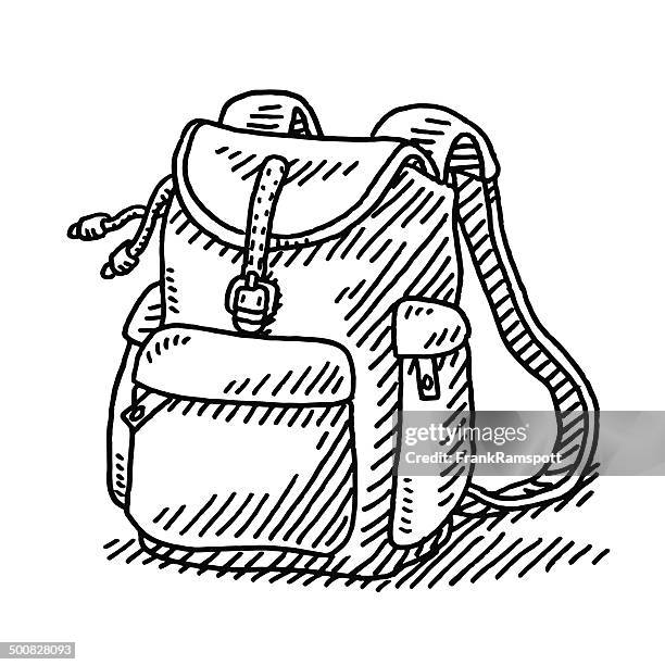 hiking backpack drawing - strap stock illustrations