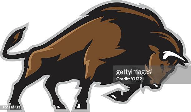 stockillustraties, clipart, cartoons en iconen met bison - amerikaanse bizon