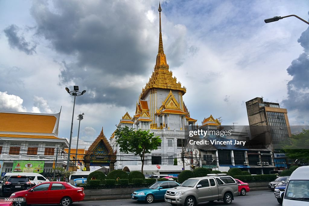 Wat Traimit buddhist temple at bangkok city thailand.