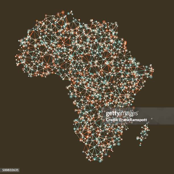 stockillustraties, clipart, cartoons en iconen met africa map network mesh - africa abstract