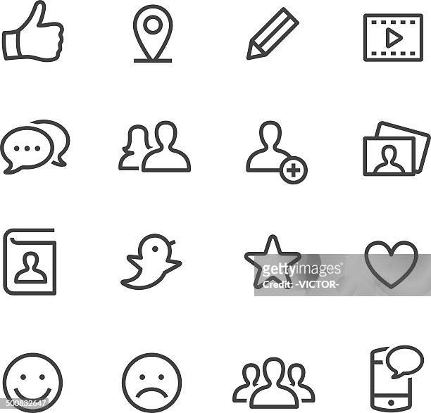social-media-symbole-line serie - social media symbol stock-grafiken, -clipart, -cartoons und -symbole