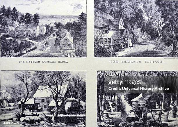 Currier & Ives Illustration 19th Century, The Western Farmers Home