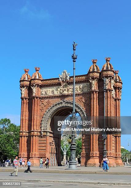 The Arc de Triomf is a triumphal arch in Barcelona , It was built for the Exposición Universal de Barcelona , as its main access gate by architect...