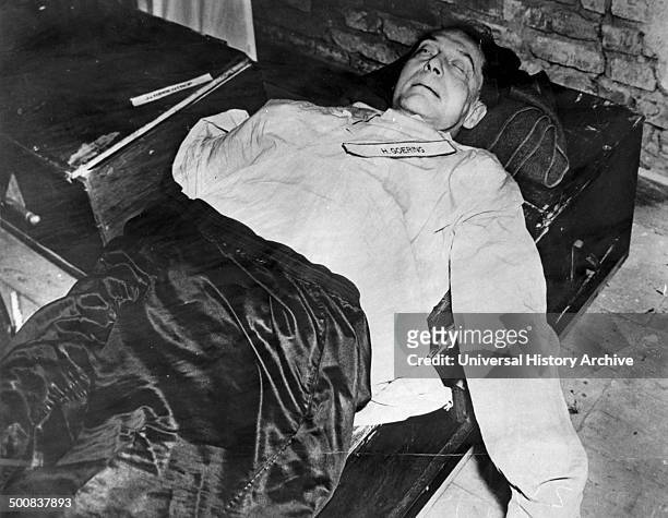 Death of Hermann Goering, wartime Nazi leader and air force commander who committed suicide during the war crimes trials at Nuremberg in 1946