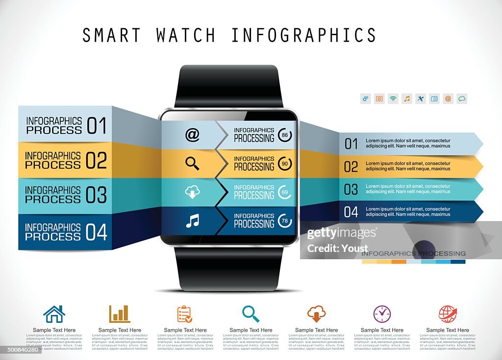 Smart Watch Information Processing Infographics High-Res Vector Graphic ...