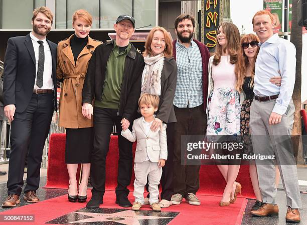 Seth Gabel, Bryce Dallas Howard, Director Ron Howard, Cheryl Howard, Reed Cross Howard and family attend Ron Howard's star ceremony on the Hollywood...