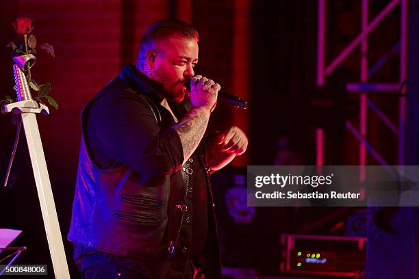 Sven Gillert of Haudegen performs at Apostel-Paulus-Kirche on December 10, 2015 in Berlin, Germany.