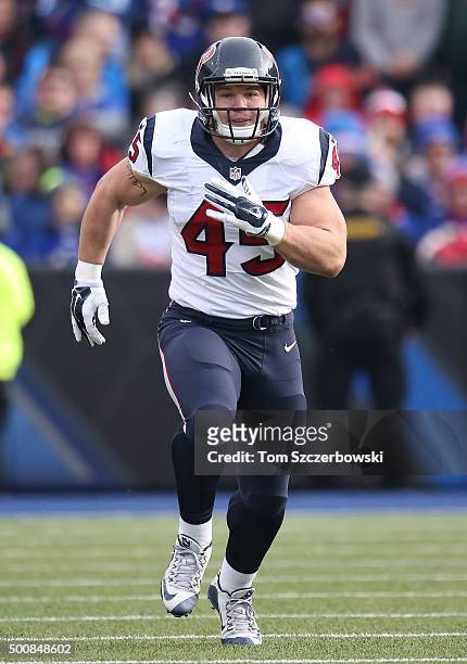 Jay Prosch of the Houston Texans in action against the Buffalo Bills during NFL game action at Ralph Wilson Stadium on December 6, 2015 in Orchard...