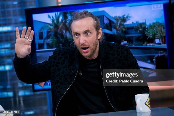 David Guetta attends el Hormiguero Tv Show at Vertice Studio on December 10, 2015 in Madrid, Spain.