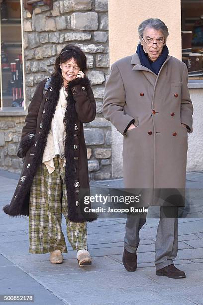 Massimo Moratti and Milly Moratti are seen during the 25th Courmayeur Noir In Festival on December 10, 2015 in Courmayeur, Italy.