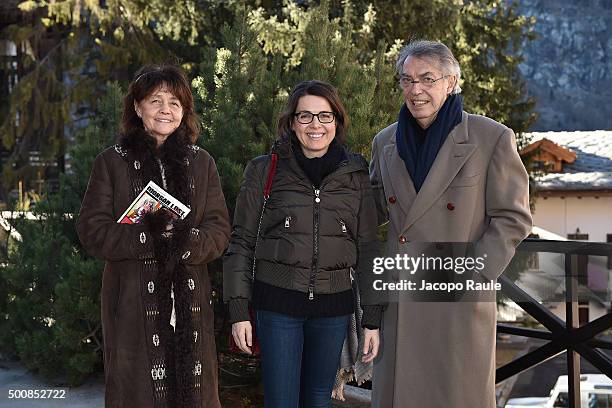 Milly Moratti, Celeste Moratti and Massimo Moratti attend the 25th Courmayeur Noir In Festival on December 10, 2015 in Courmayeur, Italy.