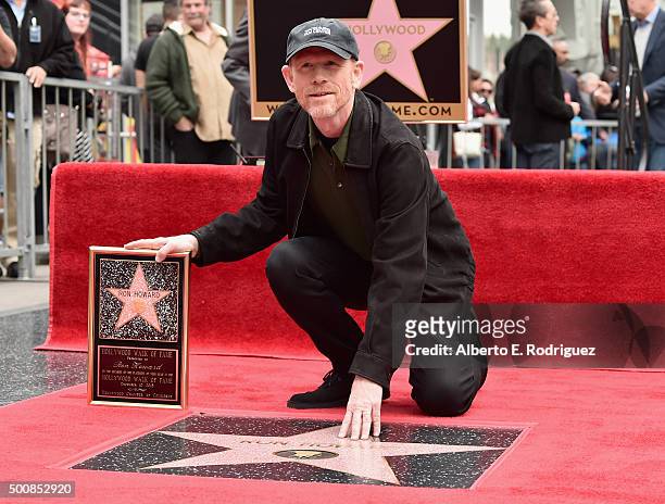 Director Ron Howard attends a ceremony honoring him with the 2,568th Star on The Hollywood Walk of Fame on December 10, 2015 in Hollywood, California.