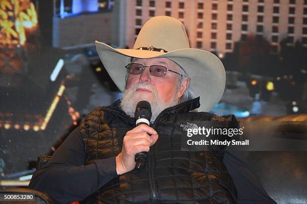 Musician, singer/songwriter Charlie Daniels appears during the 'Outside The Barrel' with Flint Rasmussen show at Rodeo Live during the National...