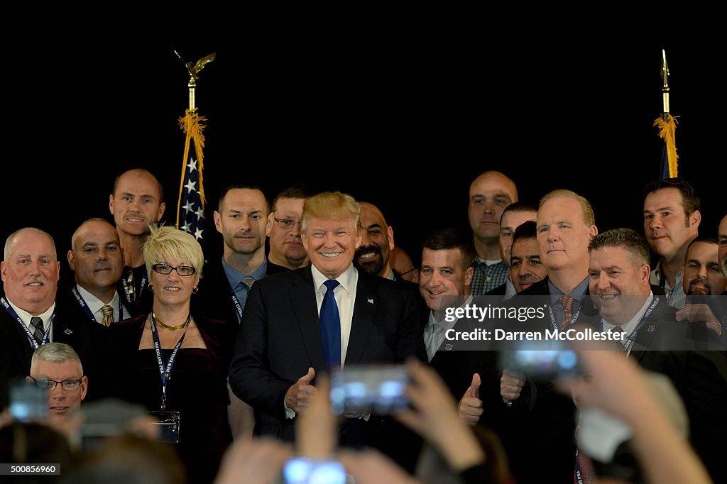 GOP Presidential Front Runner Donald Trump Attends The New England Police Benevolent Association Meeting