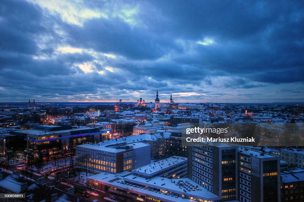 Tallinn on winter blue hour