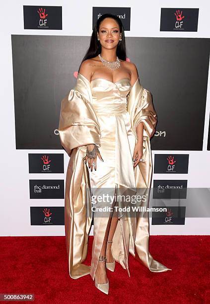 Recording artist Rihanna attends the 2nd Annual Diamond Ball hosted by Rihanna and The Clara Lionel Foundation at The Barker Hanger on December 10,...
