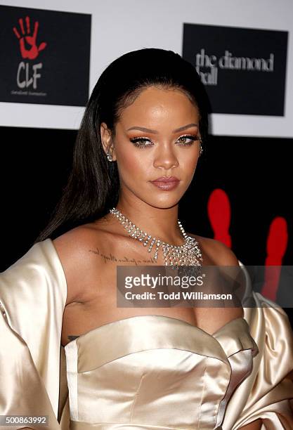 Recording artist Rihanna attends the 2nd Annual Diamond Ball hosted by Rihanna and The Clara Lionel Foundation at The Barker Hanger on December 10,...