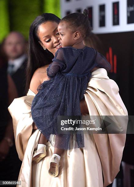 Recording artist Rihanna holds Majesty at the 2nd Annual Diamond Ball hosted by Rihanna and The Clara Lionel Foundation at The Barker Hanger on...