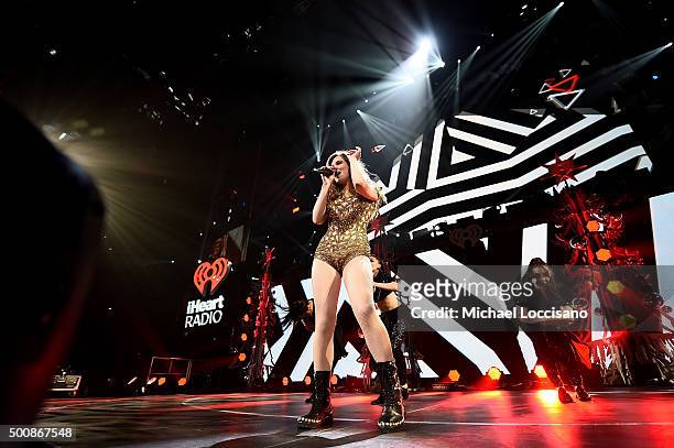 Singer Hailee Steinfeld performs onstage during KISS 108's Jingle Ball 2015 presented by Capital One at TD Garden on December 10, 2015 in Boston,...