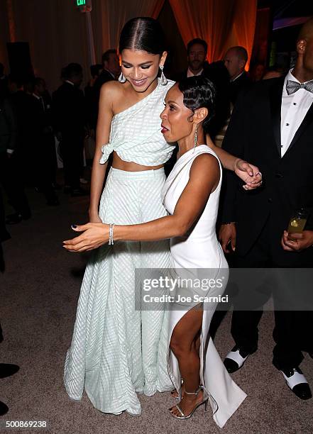 Recording artist Zendaya and actress Jada Pinkett Smith attend The Diamond Ball II with D'USSE and Armand de Brignac at The Barker Hanger on December...