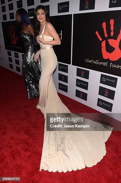 Personality Kylie Jenner attends the 2nd Annual Diamond Ball hosted by Rihanna and The Clara Lionel Foundation at The Barker Hanger on December 10,...