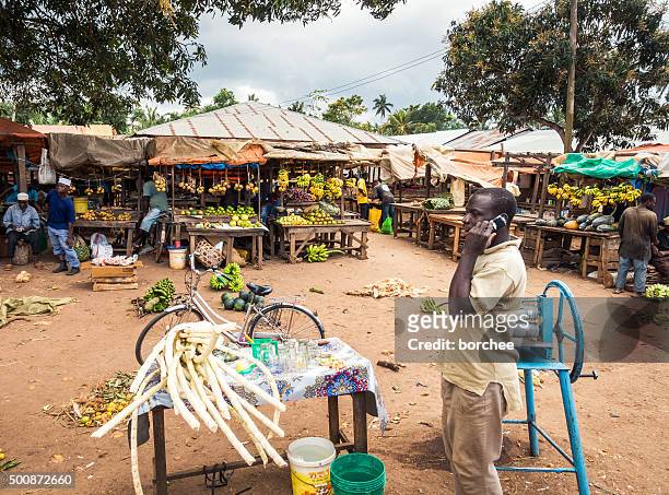 local market on zanzibar island - banana phone stock pictures, royalty-free photos & images