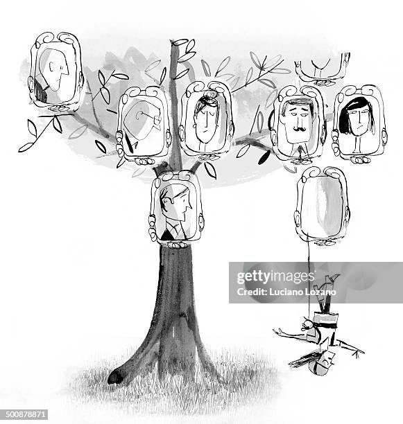 genealogic tree - family tree stock illustrations