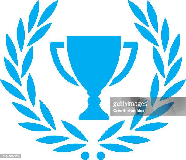 trophy with laurel wreath - championship stock illustrations