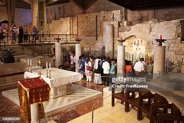 basilica dell'annunciazione, nazaret, israele - nazareth foto e immagini stock