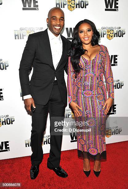 Datari Turner and Angela Simmons attend as WE tv Celebrates The Premiere Of New Series Growing Up Hip Hop on December 10, 2015 in New York City.