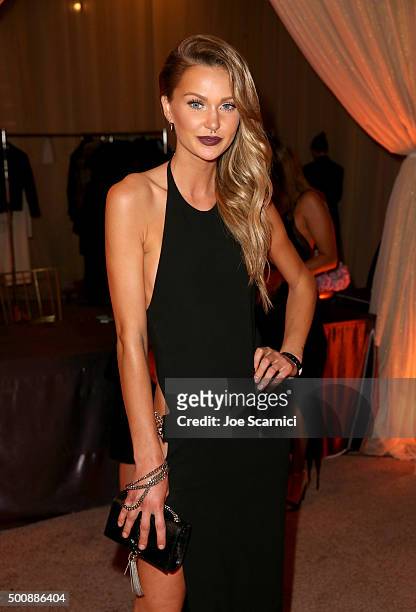 Model Isabella Lindblom attends The Diamond Ball II with D'USSE and Armand de Brignac at The Barker Hanger on December 10, 2015 in Santa Monica,...