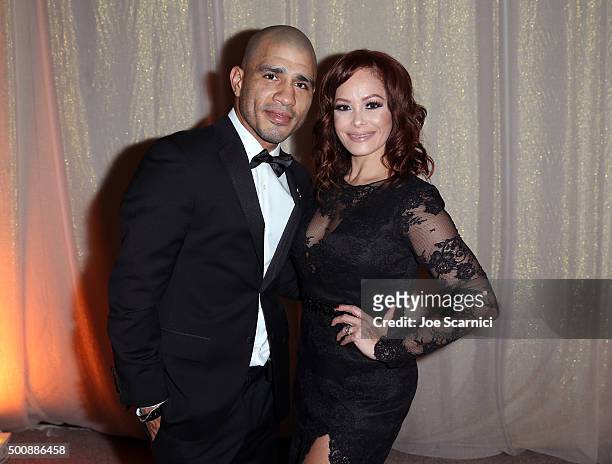 Pro boxer Miguel Cotto and Melissa Guzman Cotto attend The Diamond Ball II with D'USSE and Armand de Brignac at The Barker Hanger on December 10,...