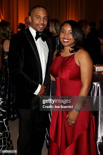 Pro boxer Andre Ward and Tiffiney Ward attend The Diamond Ball II with D'USSE and Armand de Brignac at The Barker Hanger on December 10, 2015 in...