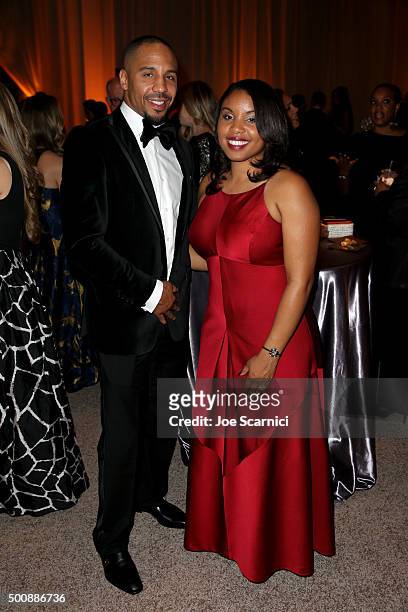 Pro boxer Andre Ward and Tiffiney Ward attend The Diamond Ball II with D'USSE and Armand de Brignac at The Barker Hanger on December 10, 2015 in...