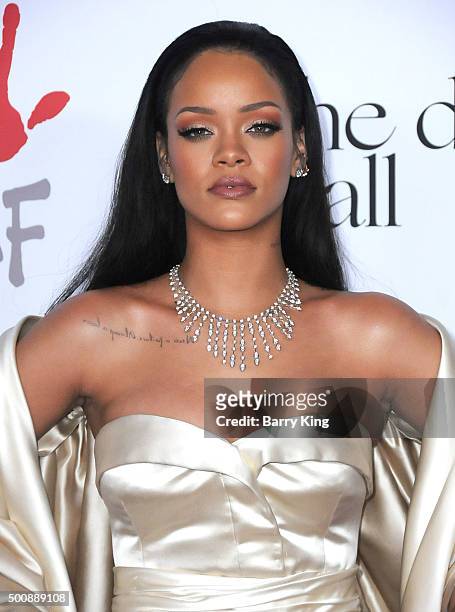 Recording Artist Rihanna attends the 2nd Annual Diamond Ball hosted By Rihanna and The Clara Lionel Foundation at The Barker Hanger on December 10,...