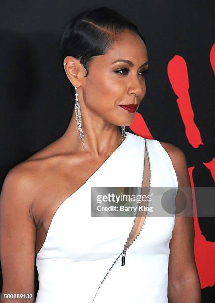 Actress Jada Pinkett Smith attends the 2nd Annual Diamond Ball hosted By Rihanna and The Clara Lionel Foundation at The Barker Hanger on December 10,...