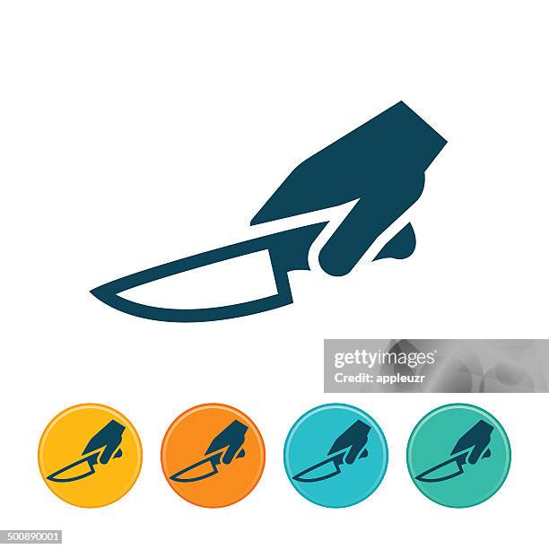 hand with knife icon - sharp knife stock illustrations