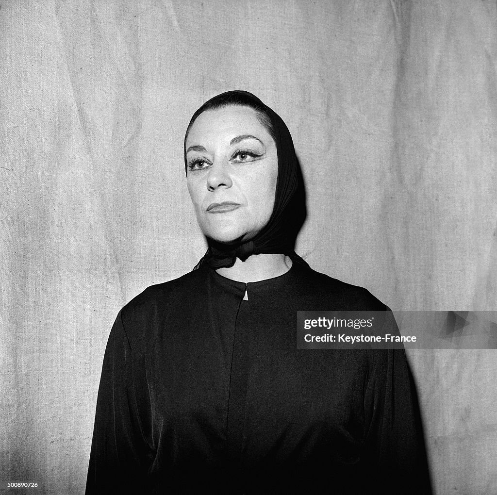 Actress Maria Casares Rehearsing The Play 'La Reine Verte'