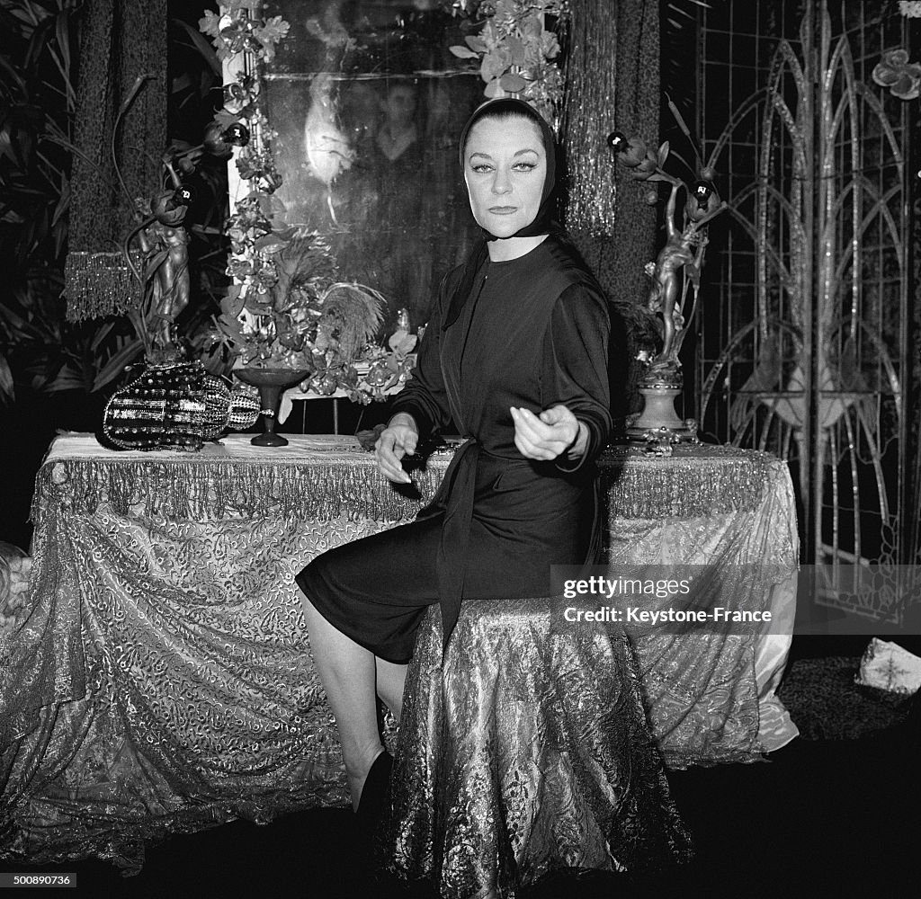 Actress Maria Casares Rehearsing The Play 'La Reine Verte'