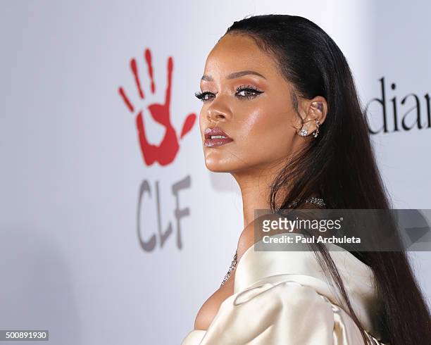 Singer Rihanna attends the 2nd Annual Diamond Ball at The Barker Hanger on December 10, 2015 in Santa Monica, California.