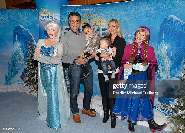 Actor Jaime Camil, daughter Elena Camil, son Jaime Camil III and wife Heidi Balvanera attend the premiere of Disney On Ice's "Frozen" at Staples...