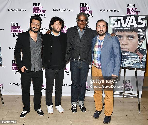 Sevki Tuna Erturk, Kaan Mujdeci, Elvis Mitchell and Mehmet Gungoren attend the Film Independent at LACMA screening and Q&A of "Sivas" at Bing Theatre...