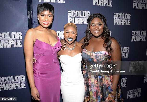 Jennifer Hudson, Cynthia Erivo and Danielle Brooks attend "The Color Purple" Broadway Opening Night at Copacabana on December 10, 2015 in New York...