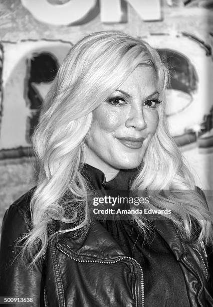 Actress Tori Spelling arrives at the premiere of Disney On Ice's "Frozen" at Staples Center on December 10, 2015 in Los Angeles, California.