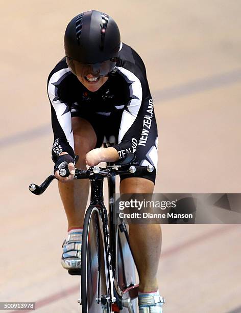 Fiona Southorn of New Zealand competes in the Para-Cycling Women C1-5 500m Time Trial Final during the 2016 Southland Track Championships-NZ...